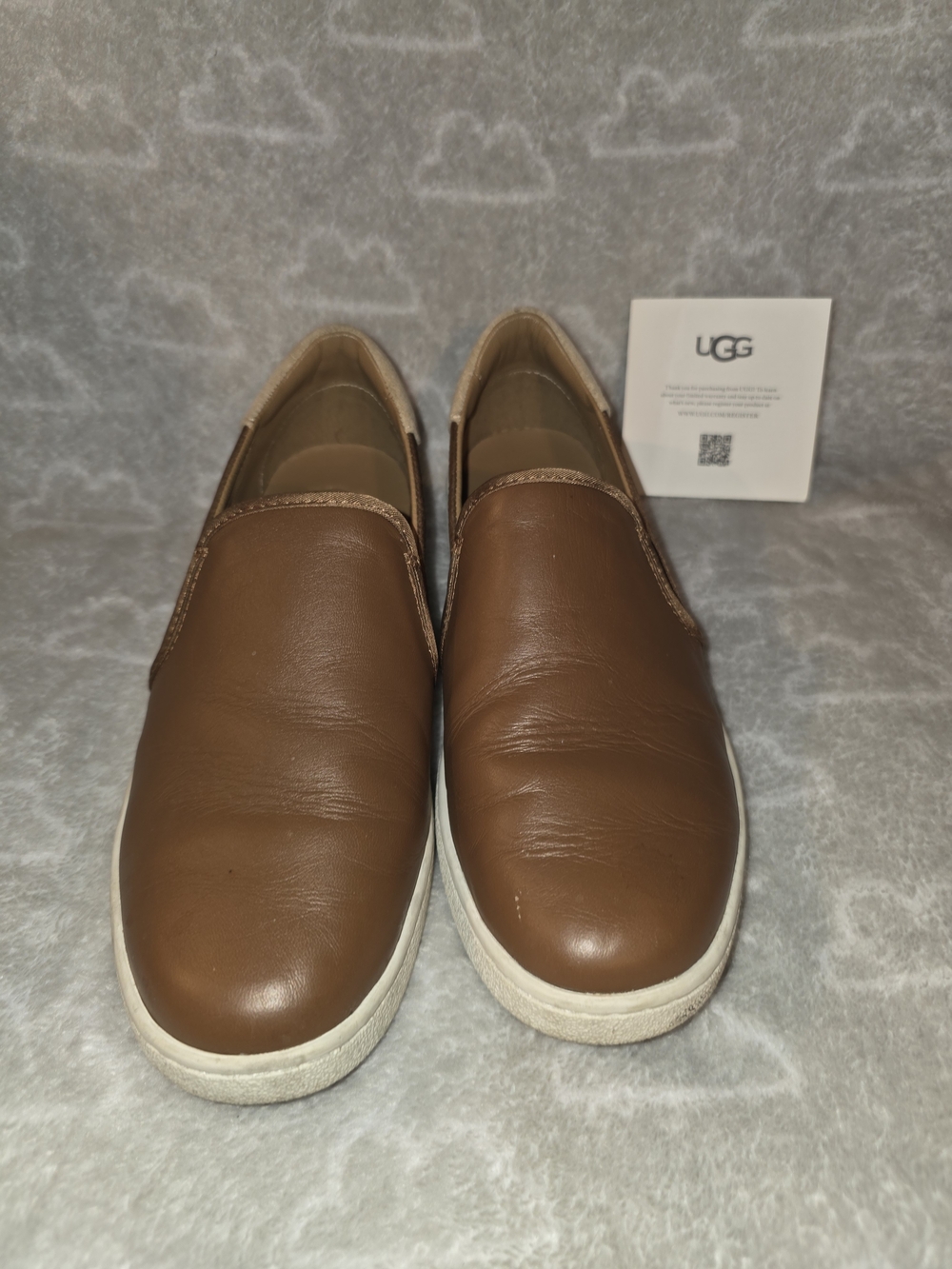 UGG Womens Brown Leather Slip-On Sneakers